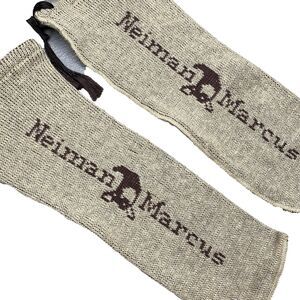 Neiman Marcus Knit Shoe Bag x2 Vintage Travel Storage Dust Cover Brown